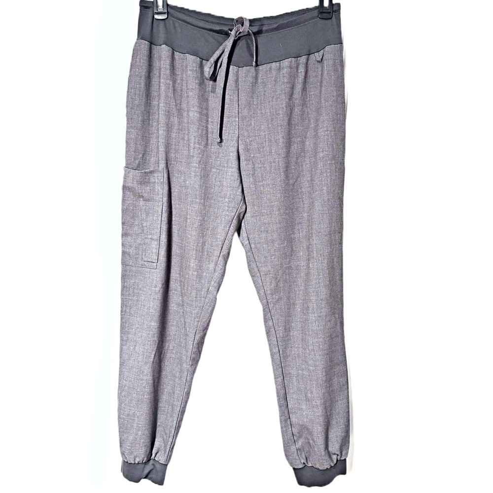 Cuddl Duds Womens Scrub Jogger Cargo Pant Sz M Light Gray Drawstring Waist